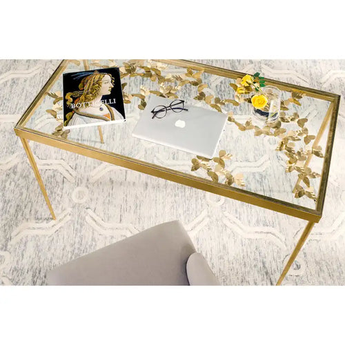 SAFAVIEH Marylin Antique Gold Leaf Butterfly Desk