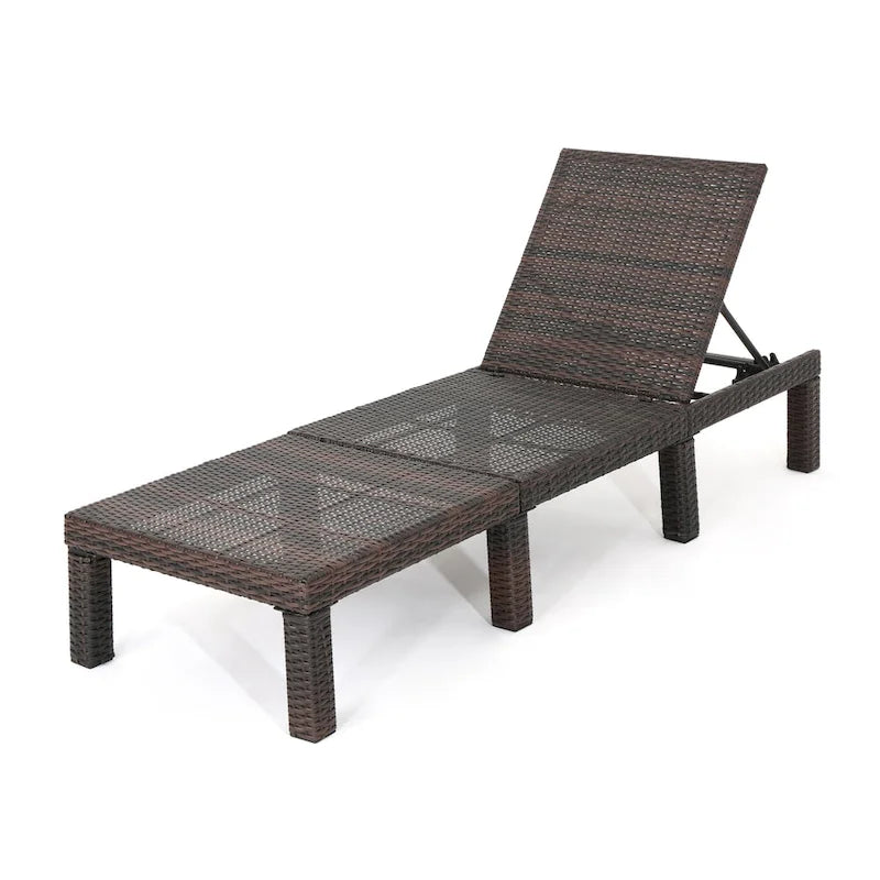 Chaise longue, osier marron, fer, dossier réglable, 196 cm