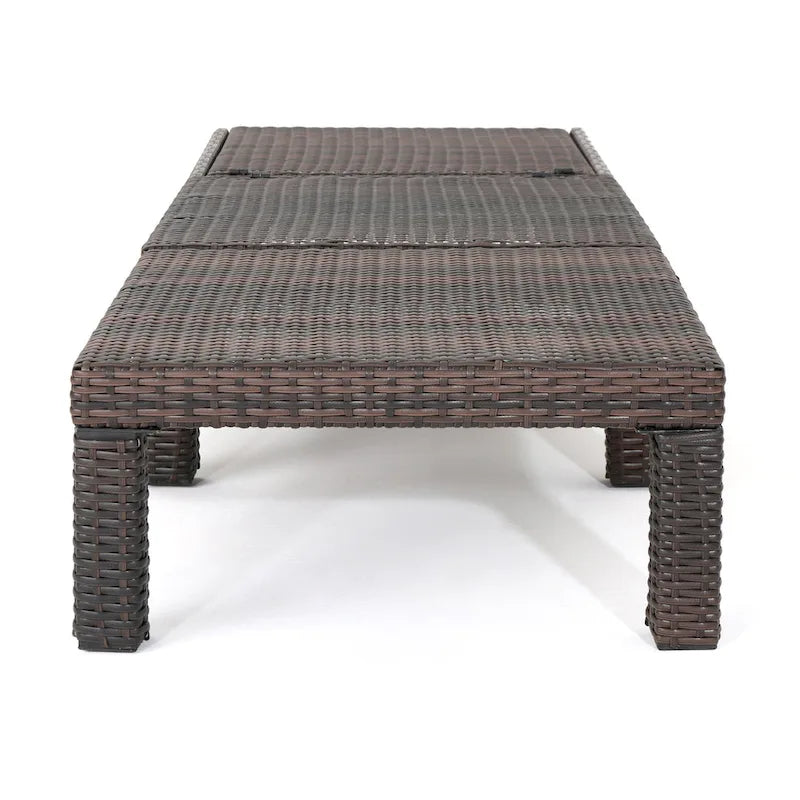 Chaise longue, osier marron, fer, dossier réglable, 196 cm
