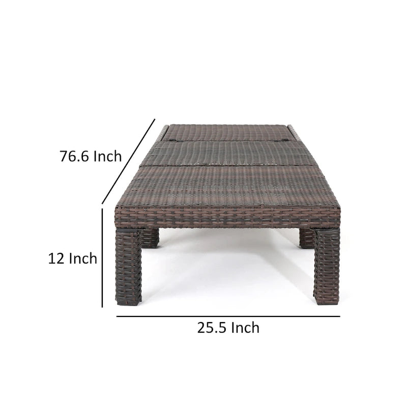 Chaise longue, osier marron, fer, dossier réglable, 196 cm
