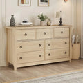 Commode naturelle à 7 tiroirs pour salon, chambre à coucher, entrée