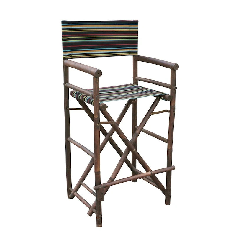 Chaise de réalisateur haute en bambou couleur espresso faite à la main