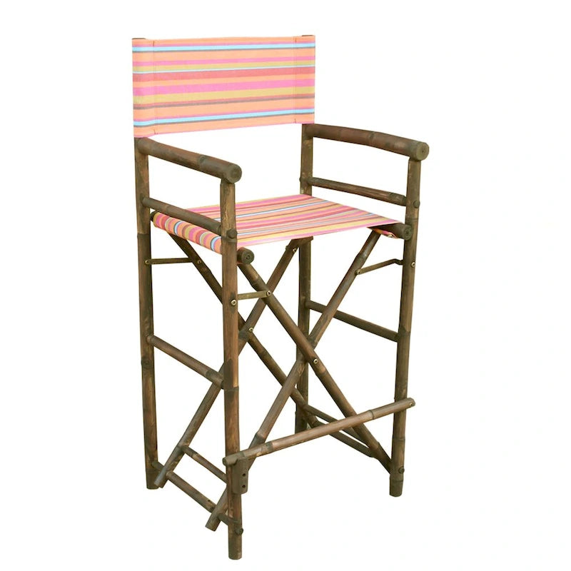 Chaise de réalisateur haute en bambou couleur espresso faite à la main