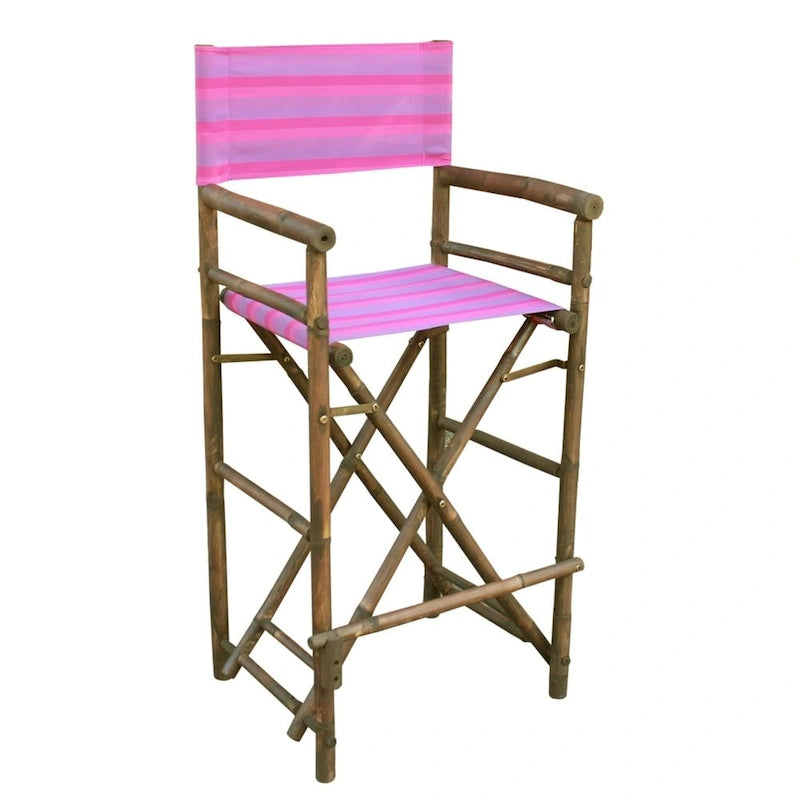 Chaise de réalisateur haute en bambou couleur espresso faite à la main
