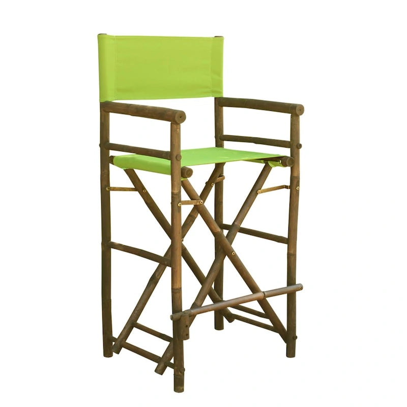 Chaise de réalisateur haute en bambou couleur espresso faite à la main