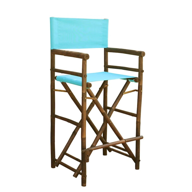 Chaise de réalisateur haute en bambou couleur espresso faite à la main