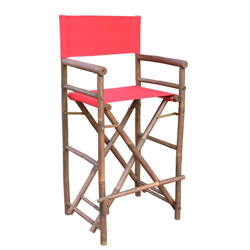 Chaise de réalisateur haute en bambou couleur espresso faite à la main