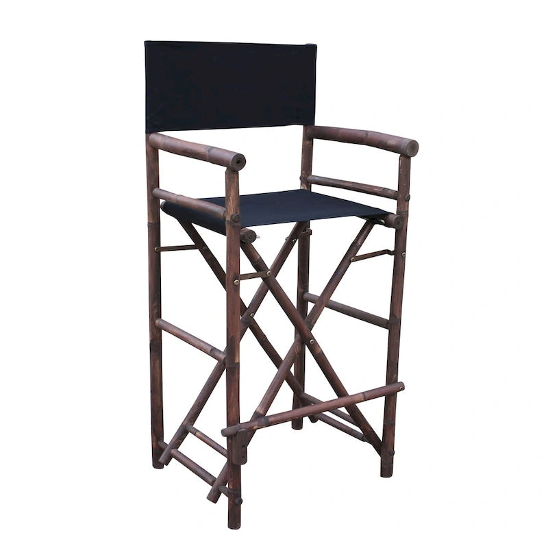Chaise de réalisateur haute en bambou couleur espresso faite à la main