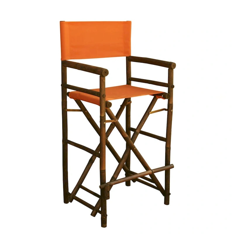 Chaise de réalisateur haute en bambou couleur espresso faite à la main