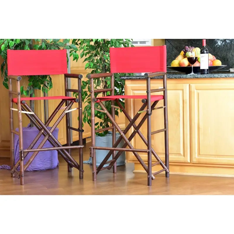 Chaise de réalisateur haute en bambou couleur espresso faite à la main
