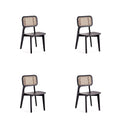Chaise de salle à manger Comfort Square en noir et canne naturelle - Lot de 2
