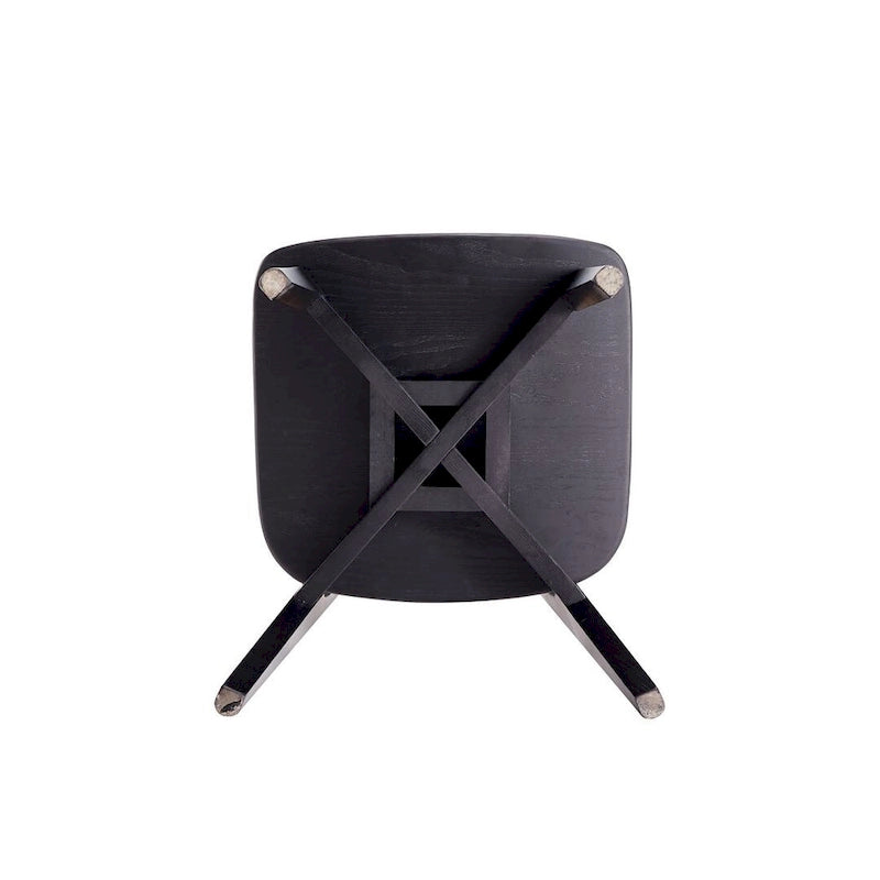 Chaise de salle à manger Comfort Square en noir et canne naturelle - Lot de 2