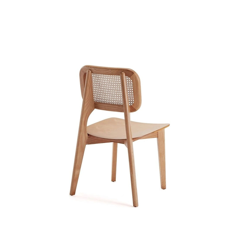 Chaise de salle à manger Comfort Square en noir et canne naturelle - Lot de 2