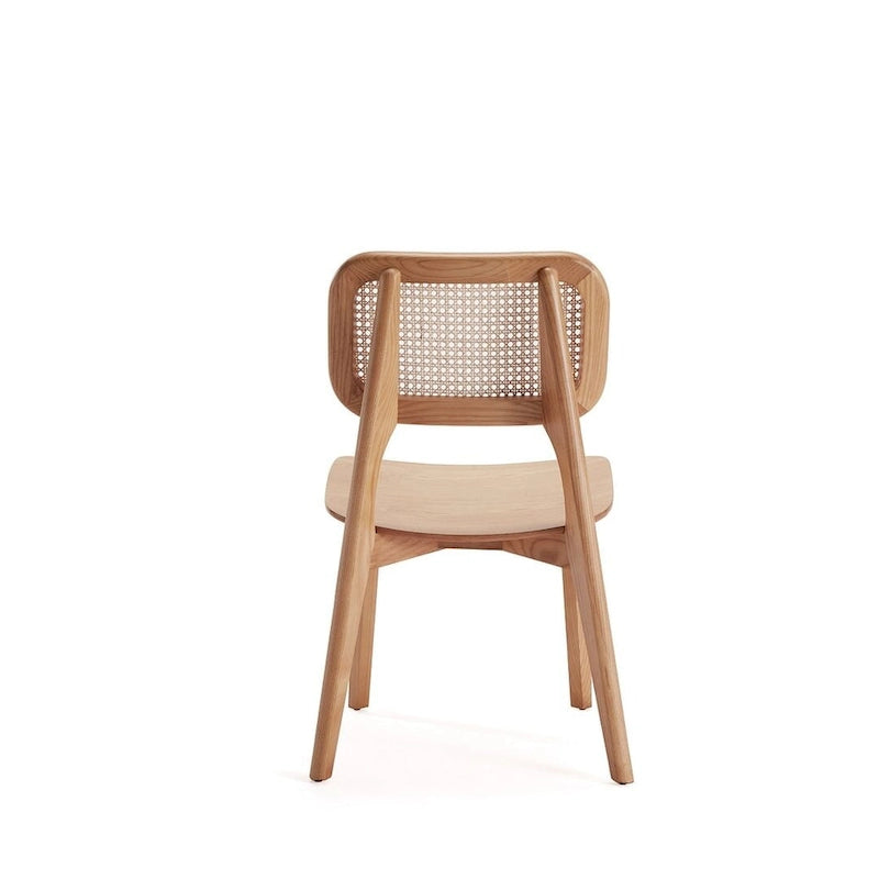 Chaise de salle à manger Comfort Square en noir et canne naturelle - Lot de 2