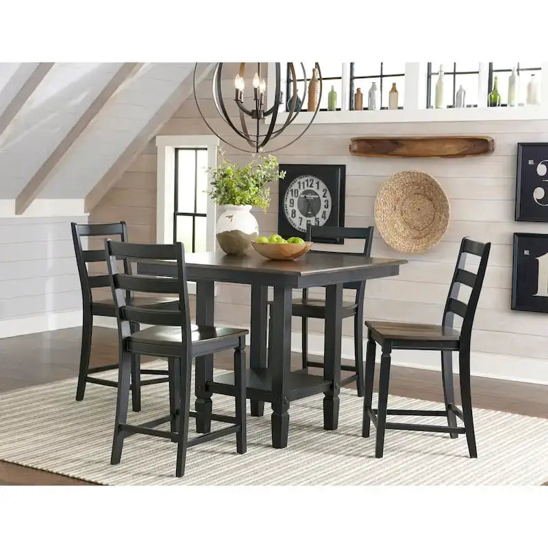 Glenwood Rubbed Black and Charcoal 24 Inch Ladderback Barstool (Set of 2)