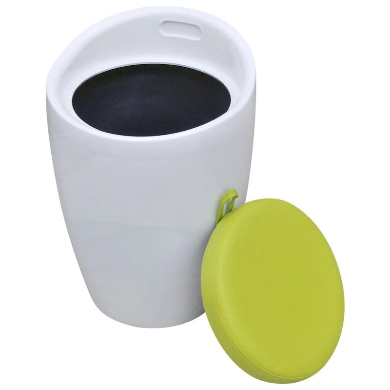 Tabouret en simili cuir blanc et vert