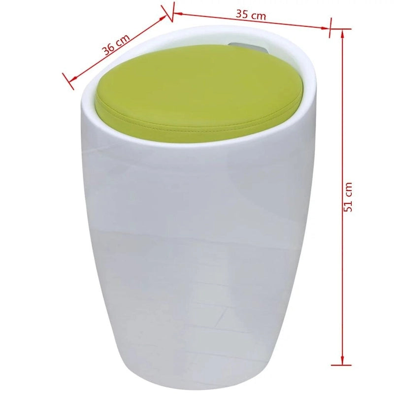 Tabouret en simili cuir blanc et vert
