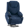 Grand fauteuil releveur électrique avec massage, porte-gobelets et repose-pieds étendu