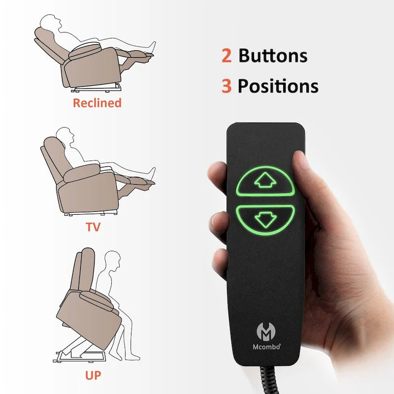 Grand fauteuil releveur électrique avec massage, porte-gobelets et repose-pieds étendu