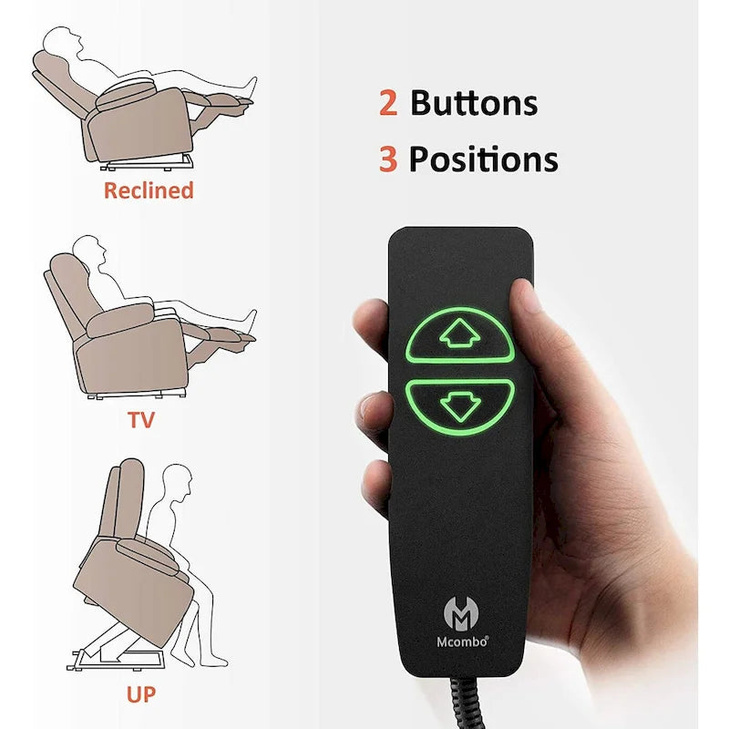Grand fauteuil releveur électrique avec massage, porte-gobelets et repose-pieds étendu