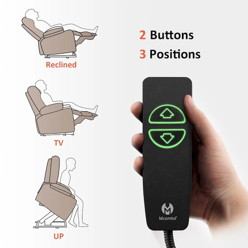 Grand fauteuil releveur électrique avec massage, porte-gobelets et repose-pieds étendu