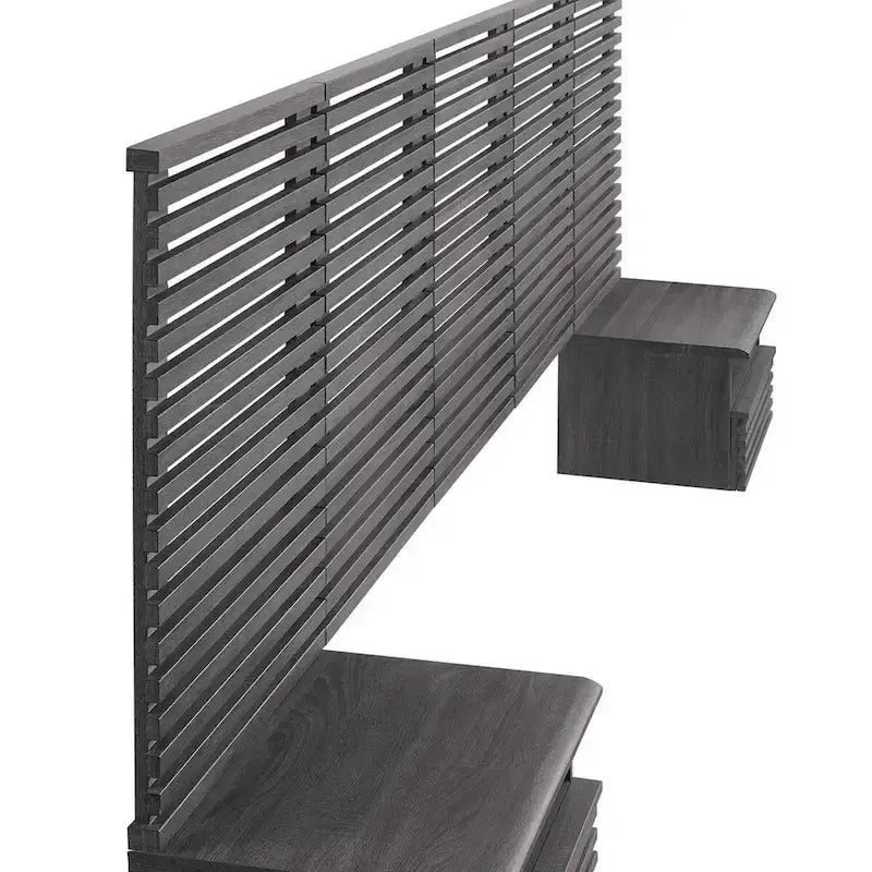 Tête de lit Queen murale et tables de nuit modernes au rendu