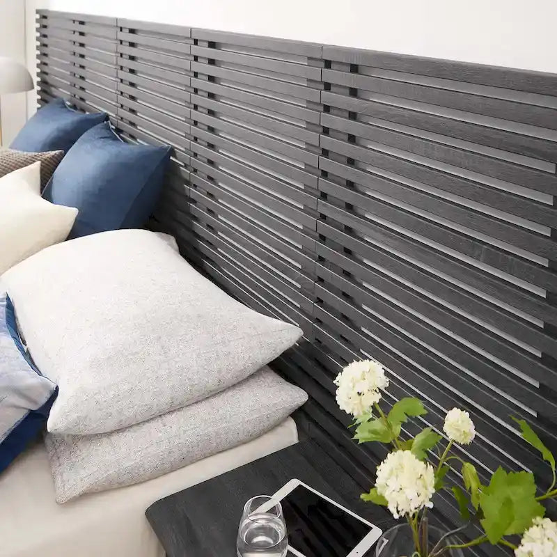 Tête de lit Queen murale et tables de nuit modernes au rendu