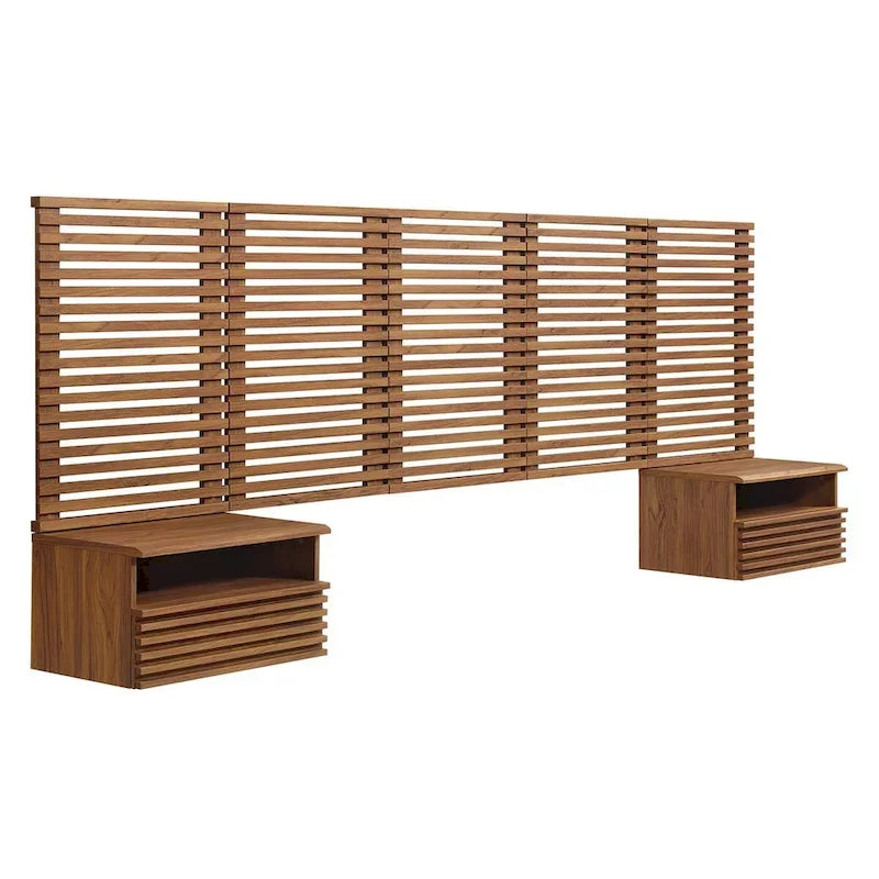 Tête de lit Queen murale et tables de nuit modernes au rendu