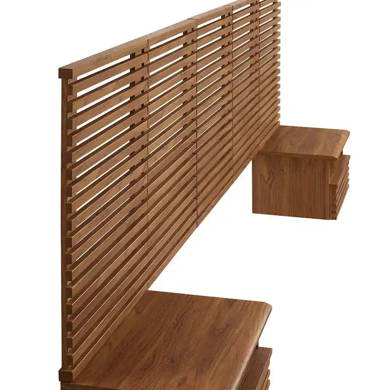 Tête de lit Queen murale et tables de nuit modernes au rendu