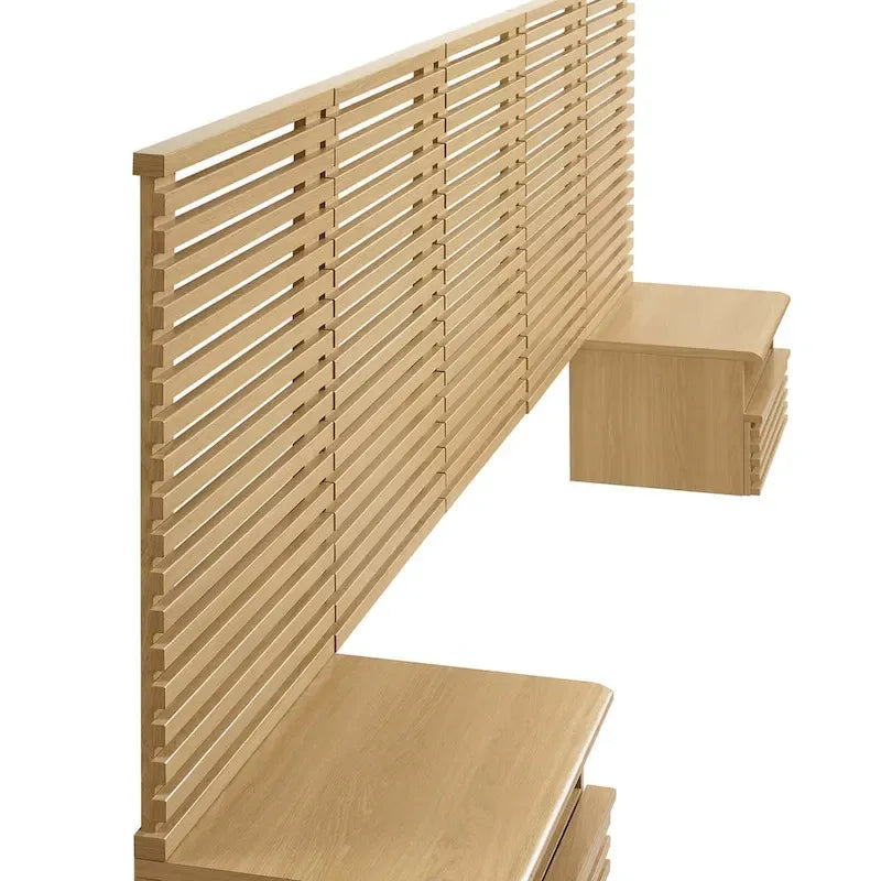 Tête de lit Queen murale et tables de nuit modernes au rendu