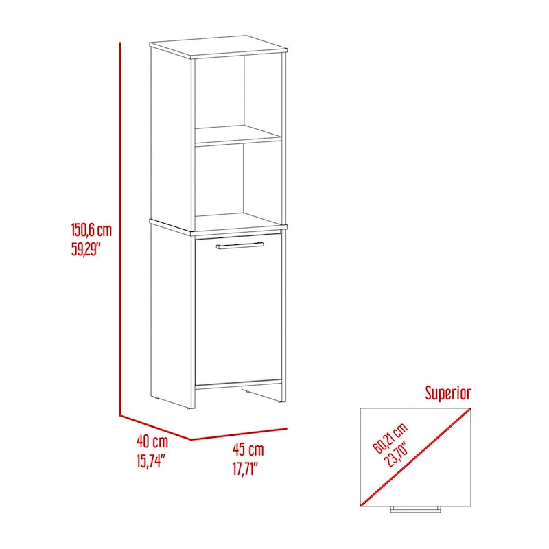 Garde-manger de cuisine, armoire à porte unique, étagères intérieures et extérieures, fini blanc