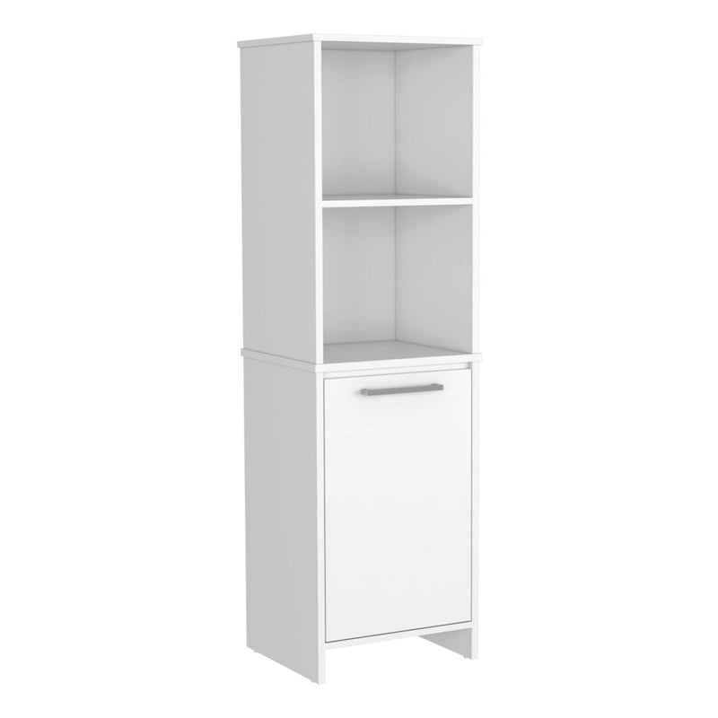 Garde-manger de cuisine, armoire à porte unique, étagères intérieures et extérieures, fini blanc