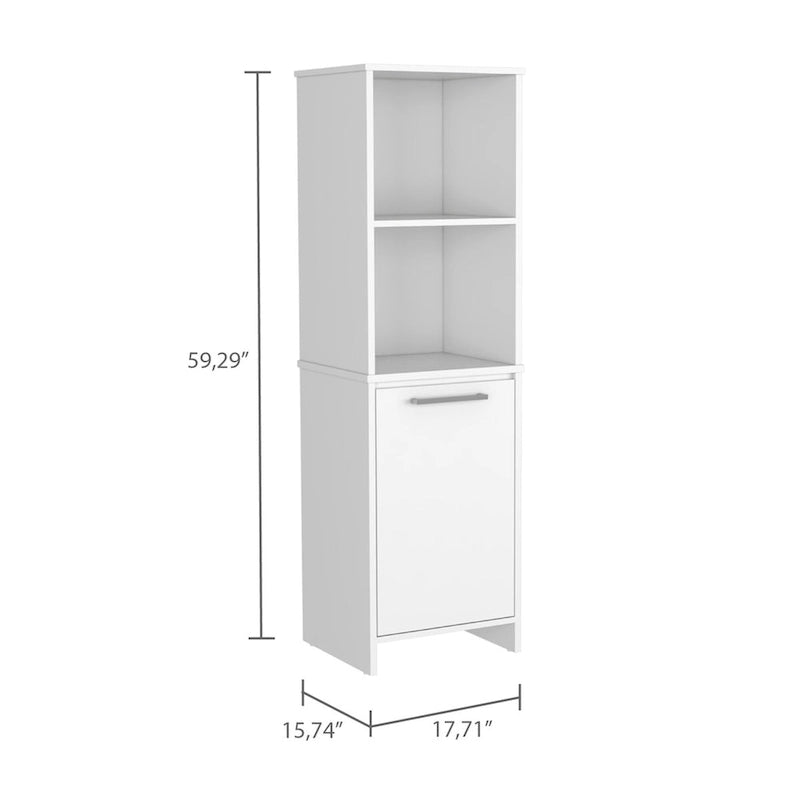 Garde-manger de cuisine, armoire à porte unique, étagères intérieures et extérieures, fini blanc