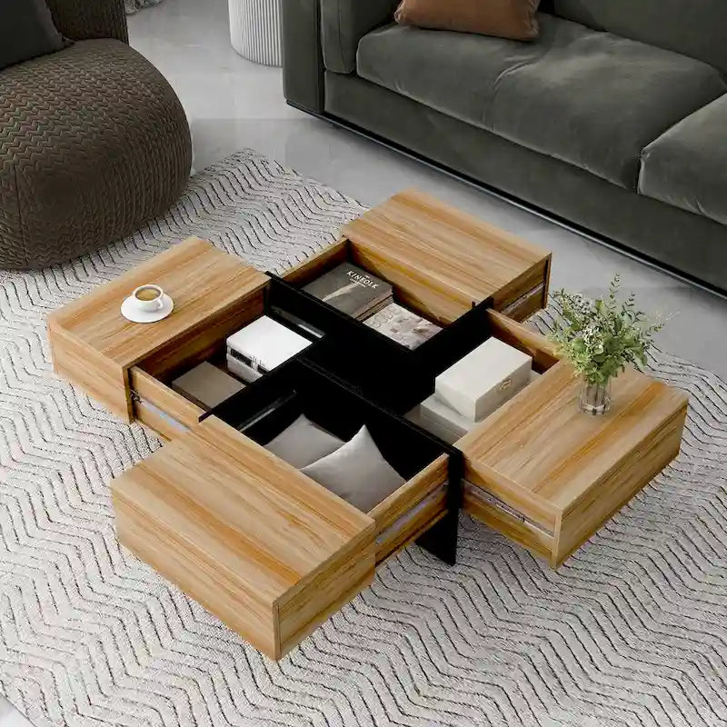Coffee Table with 4 Hidden Storage Compartments
