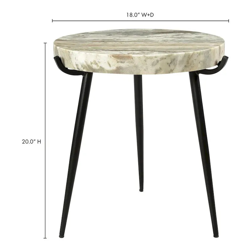 Table d'appoint moderne avec plateau en marbre - 18L x 18P x 20H