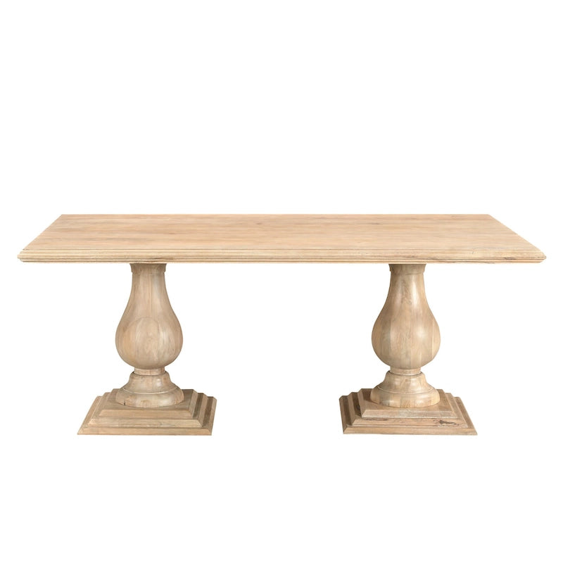Table de salle à manger à double piétement en bois massif Willow