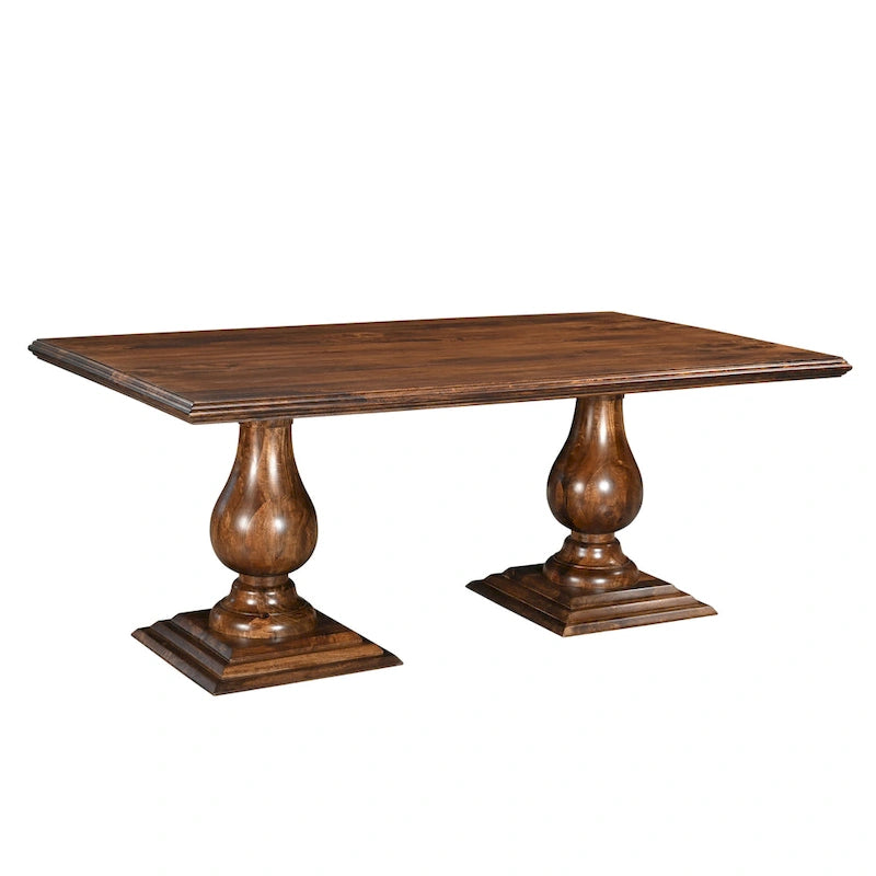 Table de salle à manger à double piétement en bois massif Willow