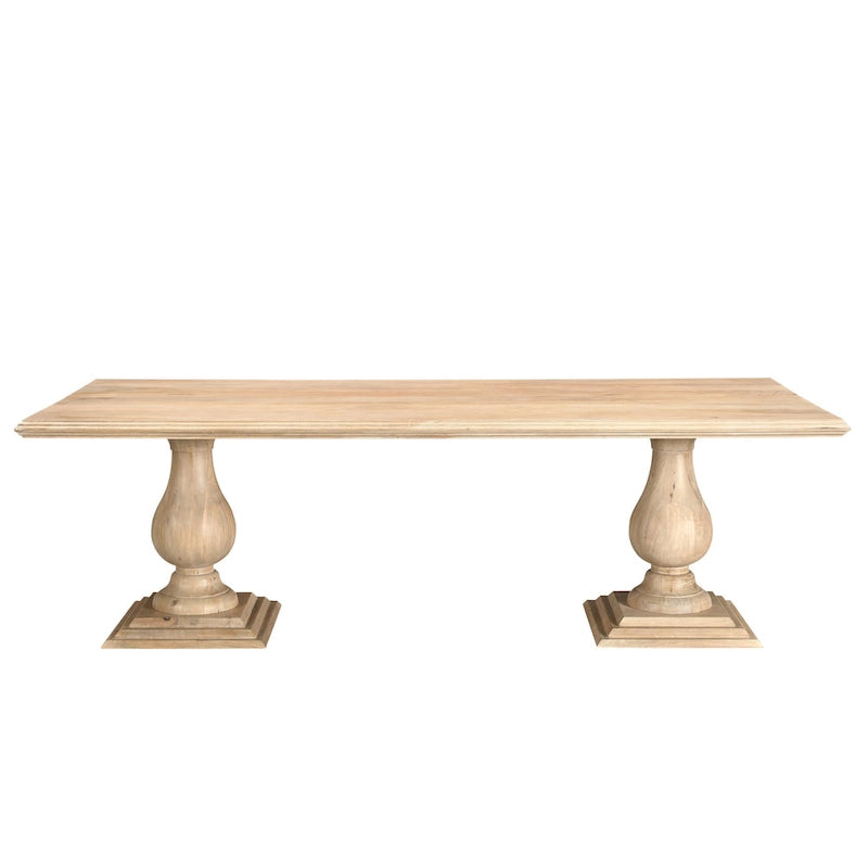 Table de salle à manger à double piétement en bois massif Willow
